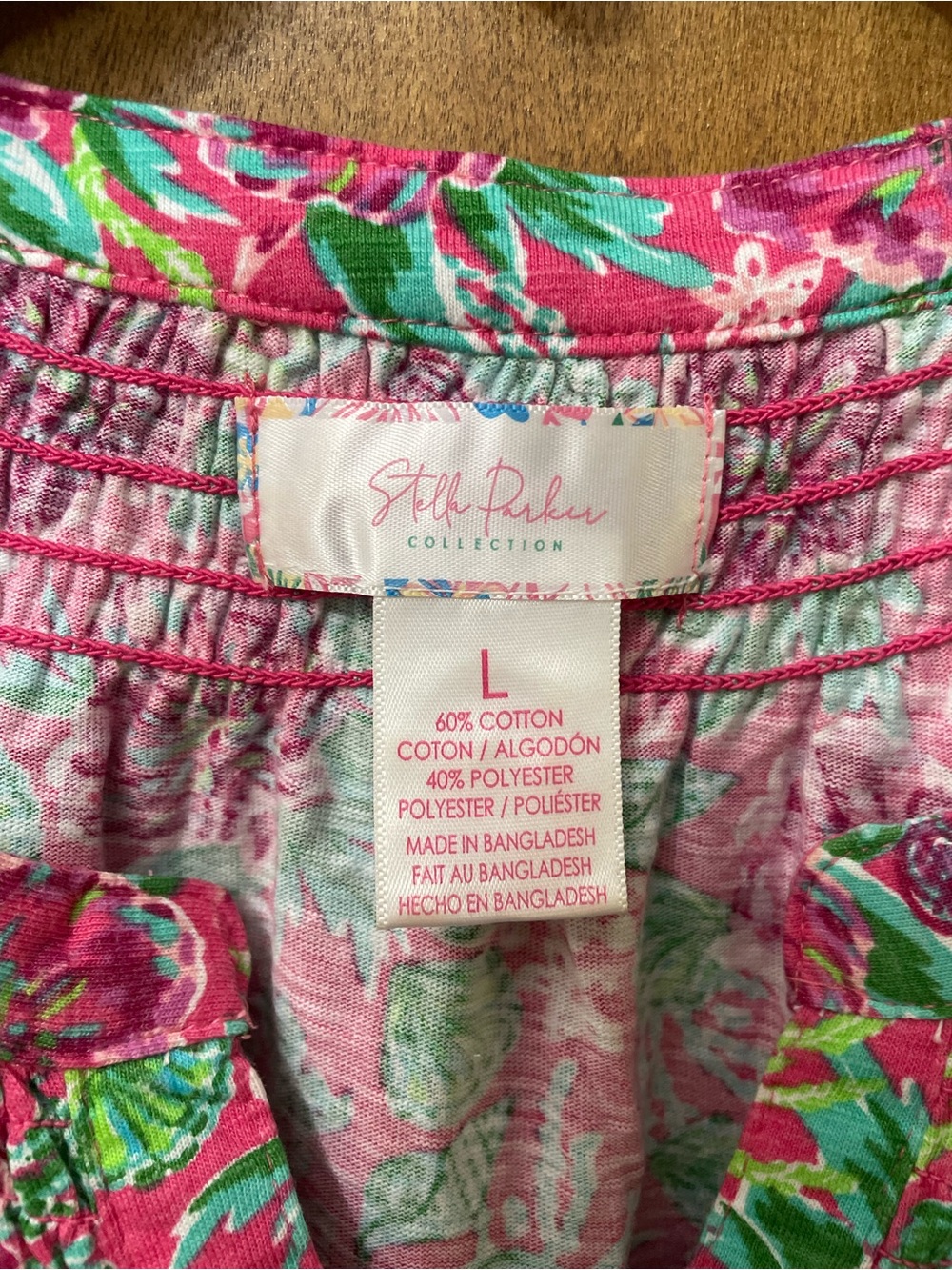 Floral Button-Front Sleeveless Tank - Pink & Green - Picture 3 of 3